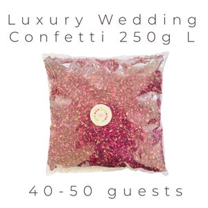 Luxury Wedding Confetti Ecofriendly Biodegradable Packs 1-32 Litres 10-200 Guests Dried Rose Petals Flowers 100% Natural Confetti 4 Litres (40 Guests)
