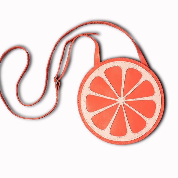 Monedero de naranja para ella, monedero de frutas, monedero redondo de naranja, regalo amante de la naranja, bolso personalizado para niños