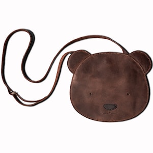 Teddy bear purse, cute animal bag, little girl purse, funny bag for kids, kids birthday gift, birthday purse, kids leather crossbody  bag.