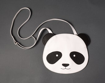 Crossbody panda bag for children, animal purse, leather purse for kids, children bag, funny crossbody bag, girls birthday gift, animal bag