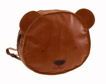 Sac à dos scolaire personnalisé en cuir, sac préscolaire ours en peluche pour enfants, sac à dos animal pour enfant, meilleur cadeau pour enfant, fait main.