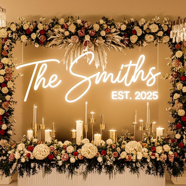 Wedding NEON SIGN for reception | Wedding Decorations |  Neon Sign Wedding Decor, Wedding Gifts, Wedding Light Neon Name Sign Wedding, Decor