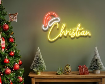 子供部屋用のカスタムネオンサイン名クリスマスギフト、子供用のパーソナライズギフト、女の子の部屋の装飾、室内用のクリスマス装飾