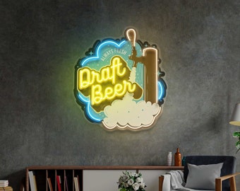 Custom Draft Beer Neon Sign, Beer Cave Custom Neon Sign, Business Logo Sign, BEER Neon Light, Custom Beer Bar Wall Sign, Pub Bar Beer sign