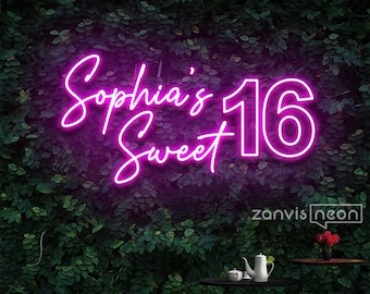 Custom Sweet 16 Neon Sign: Personalized Birthday Party Decor