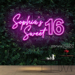 Sweet 16 Neon Sign Custom Name Sweet 16 Party Decorations Birthday Neon Sign Party Decor Best Friend Birthday Gifts for her