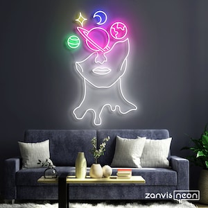 GALAXY BRAIN Neon Sign Light Office Living Room Interior Design, Neon sign wall art,Neon sign wall decor