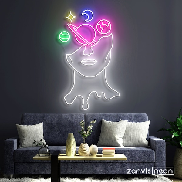 Letrero de neón Galaxy Brain: Arte de pared LED moderno