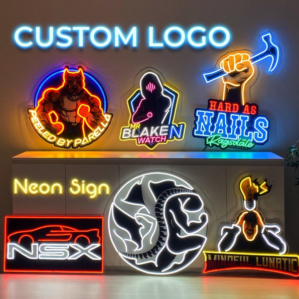 Logo al neon Insegna personalizzata, insegna al neon, logo dell'insegna al neon personalizzata, insegna con logo personalizzato per parete, insegna al neon personalizzata, ristorante con decorazioni per pareti, zv