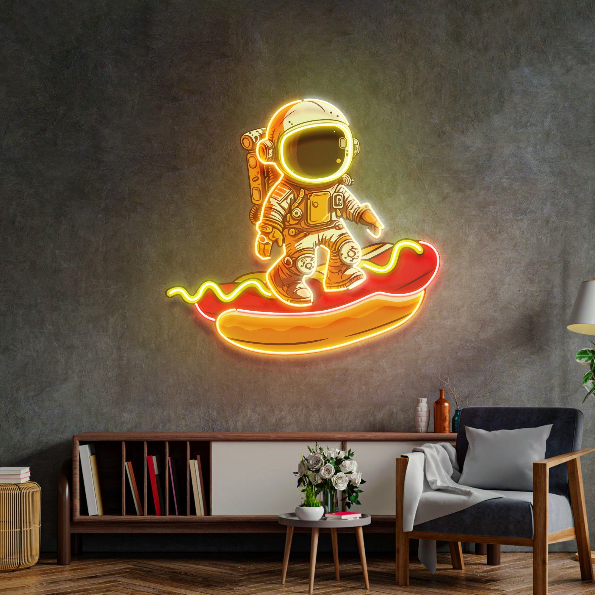 Custom Astronaut Hot Dog Neon Sign: Business Logo LED Light - Etsy
