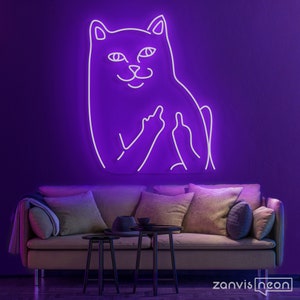 BAD CAT Custom Neon Sign Light Office Living Room, Neon sign wall art, Neon sign wall decor holiday decor, bedroom wall art, bathroom decor