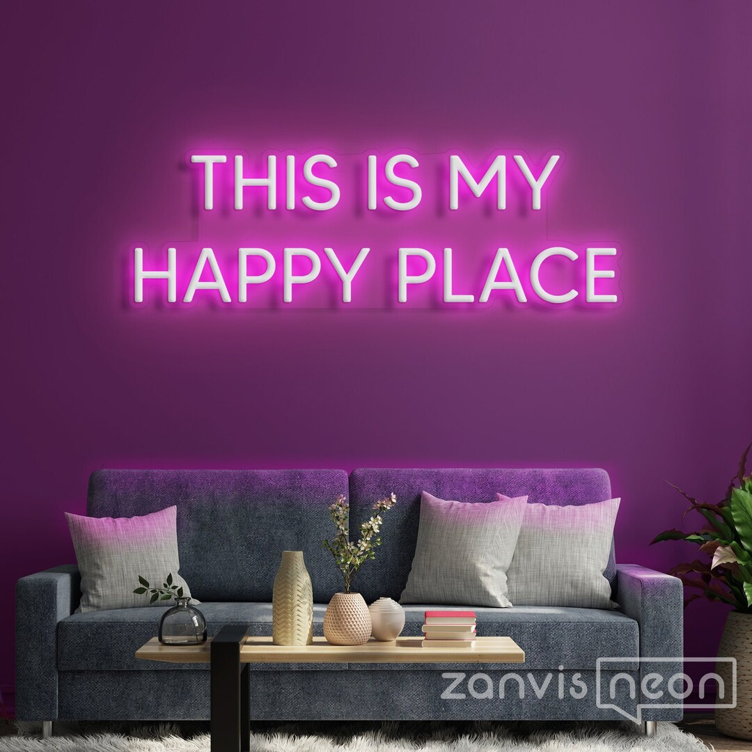 This is My Happy Place Neon Sign Light Office Living Room Interior