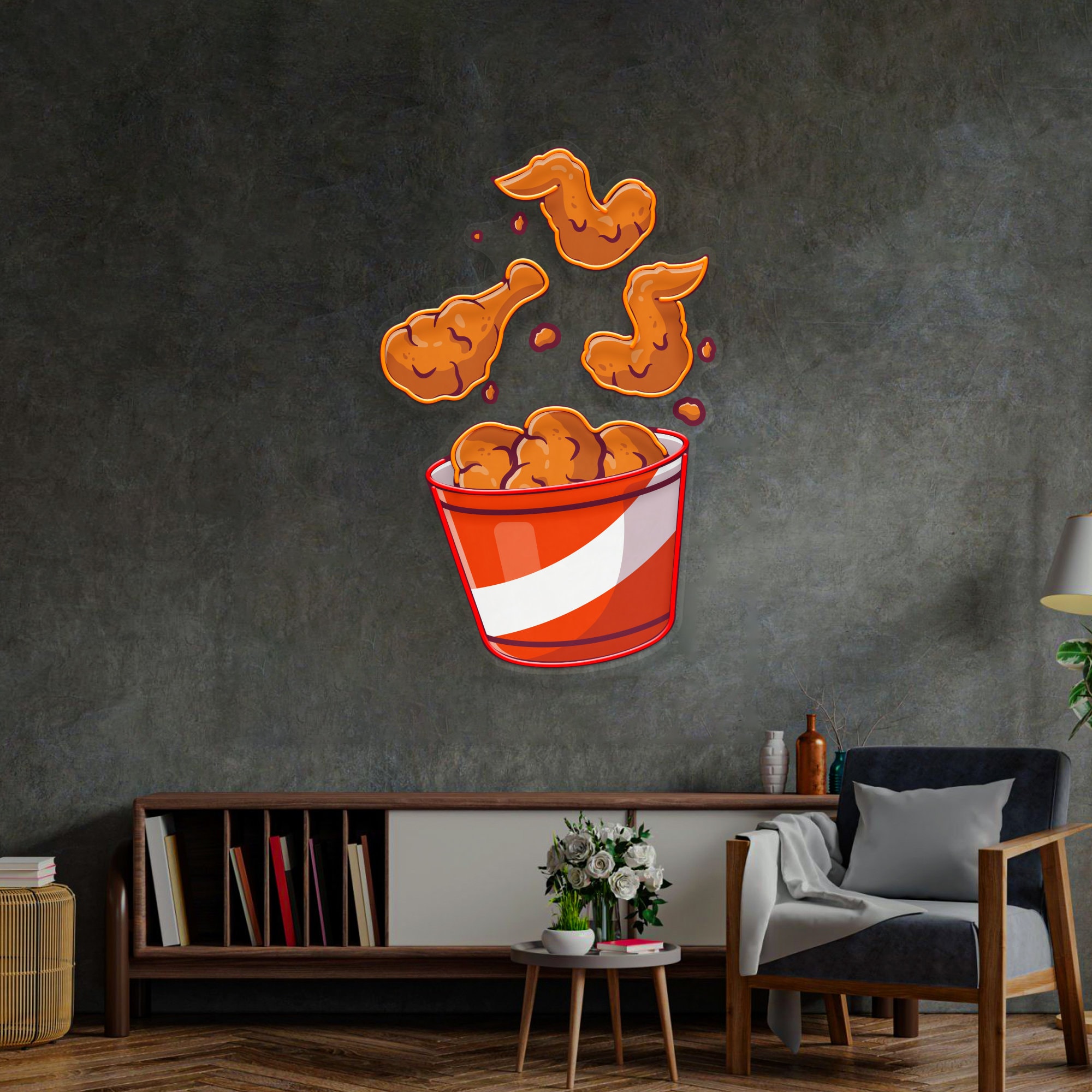 Custom Fried Chicken Neon Sign: Retro Fast Food Decor - Etsy