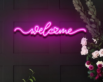 Custom Wedding Neon Sign: "Welcome" LED Art, Home Decor