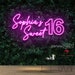 Sweet 16 Neon Sign Custom Name Sweet 16 Party Decorations Birthday Neon Sign Party Decor Best Friend Birthday Gifts for her 