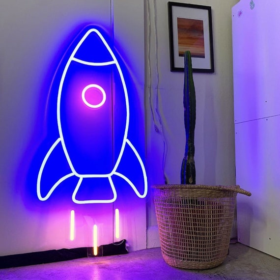 ROCKET Custom Neon Sign Light Office Living Room, Neon sign wall art, Neon sign wall decor, holiday decor , room decor , bedroom wall art