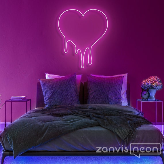 MELTING HEART DRIPPING Heart Neon Sign Light Office Living Room Interior Design, Neon sign wall art,Neon sign wall decor