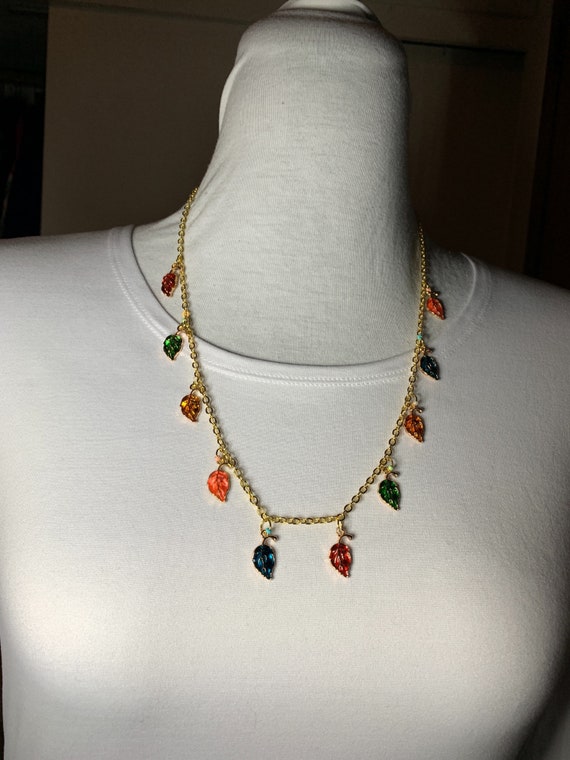 Multiple Chain Dangle Earrings with Multicolor Bead Drops Multiple Chain Dangle Earrings with Multicolor Bead Drops