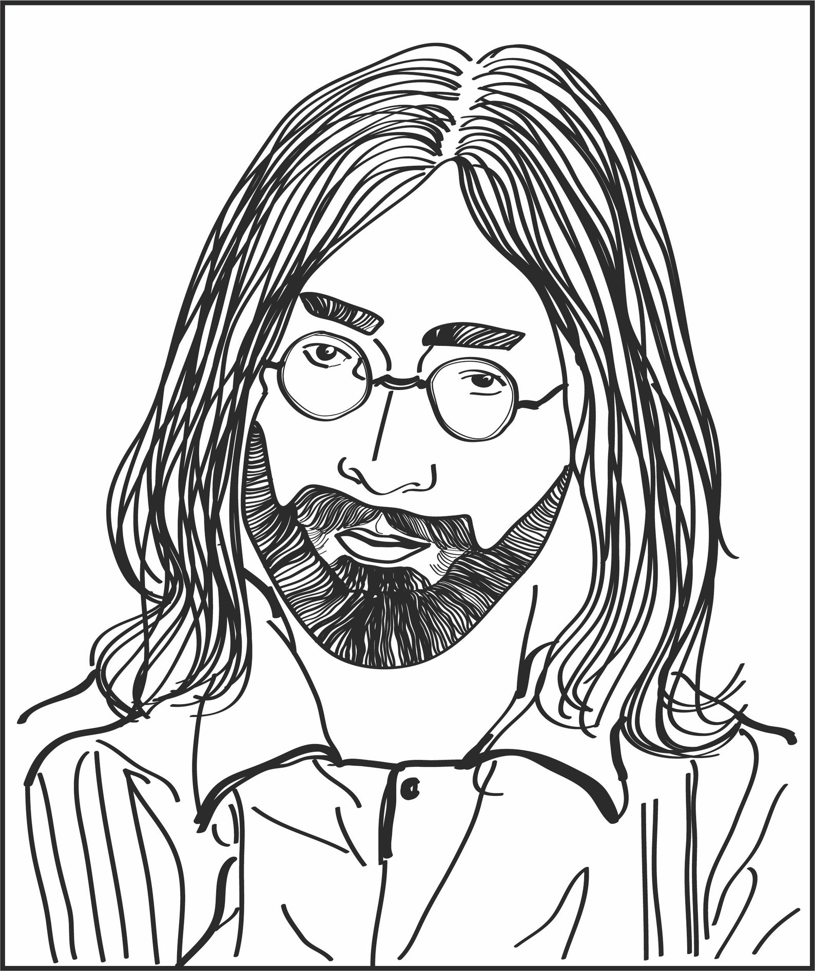 John Lennon Line Drawing Portrait Print A4 Etsy