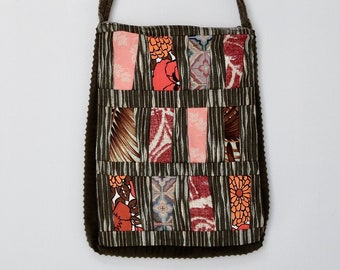 Contemporary handmade crossbody zippered bag, handbag, pocketbook 15H x 11W x 1.5D. Free Shipping.