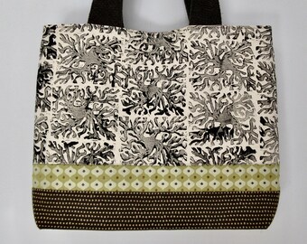 Handmade hand printed crossbody/shoulder tote bag, handbag, pocketbook 15H x 22W x 4D