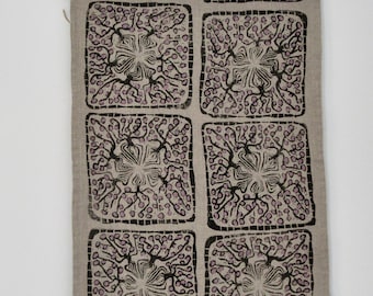 Block printed table runner on 100% linen, 44L x 18W