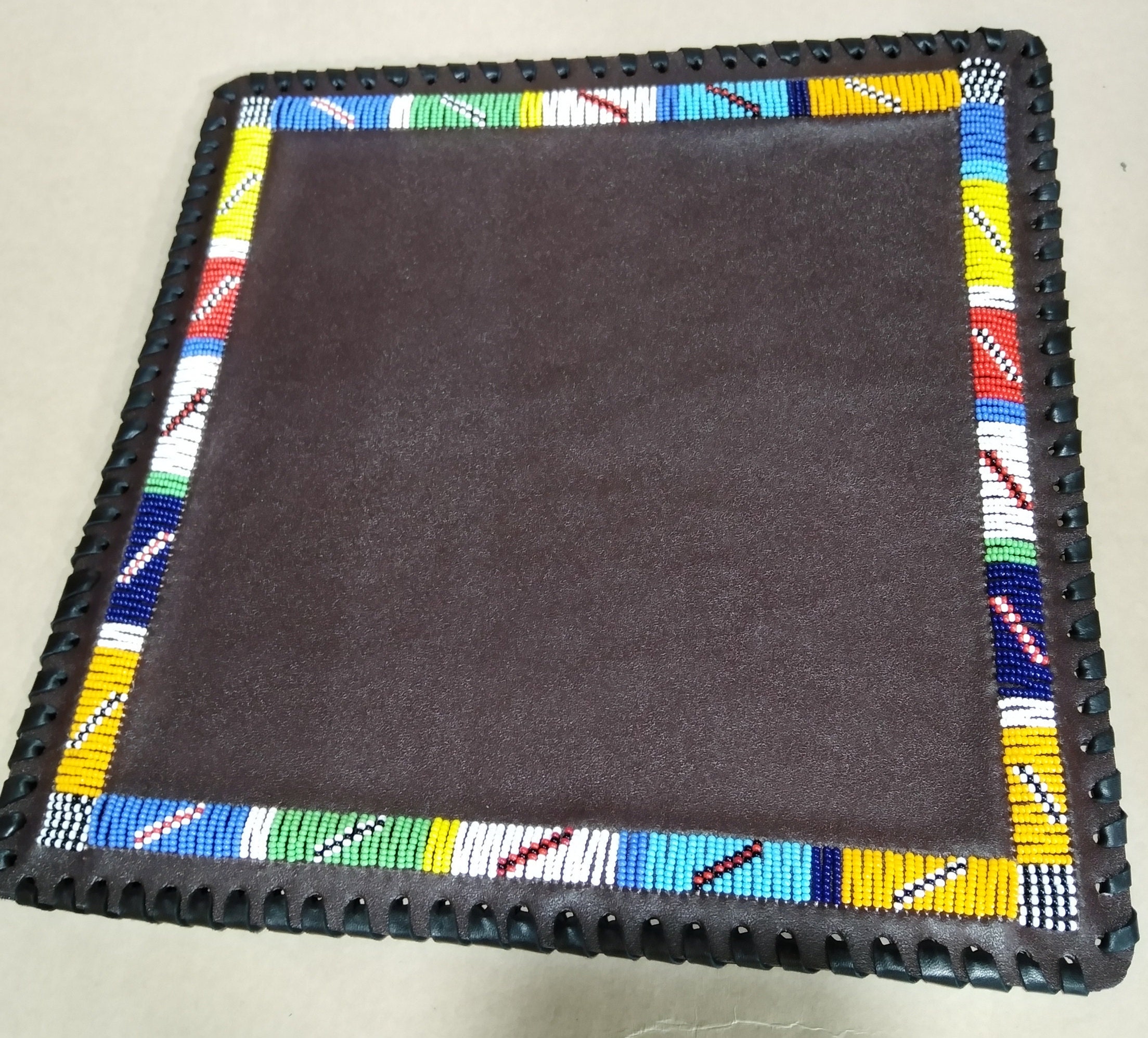 Exquisite African Leather Beaded Table Mats. Genuine Leather Etsy