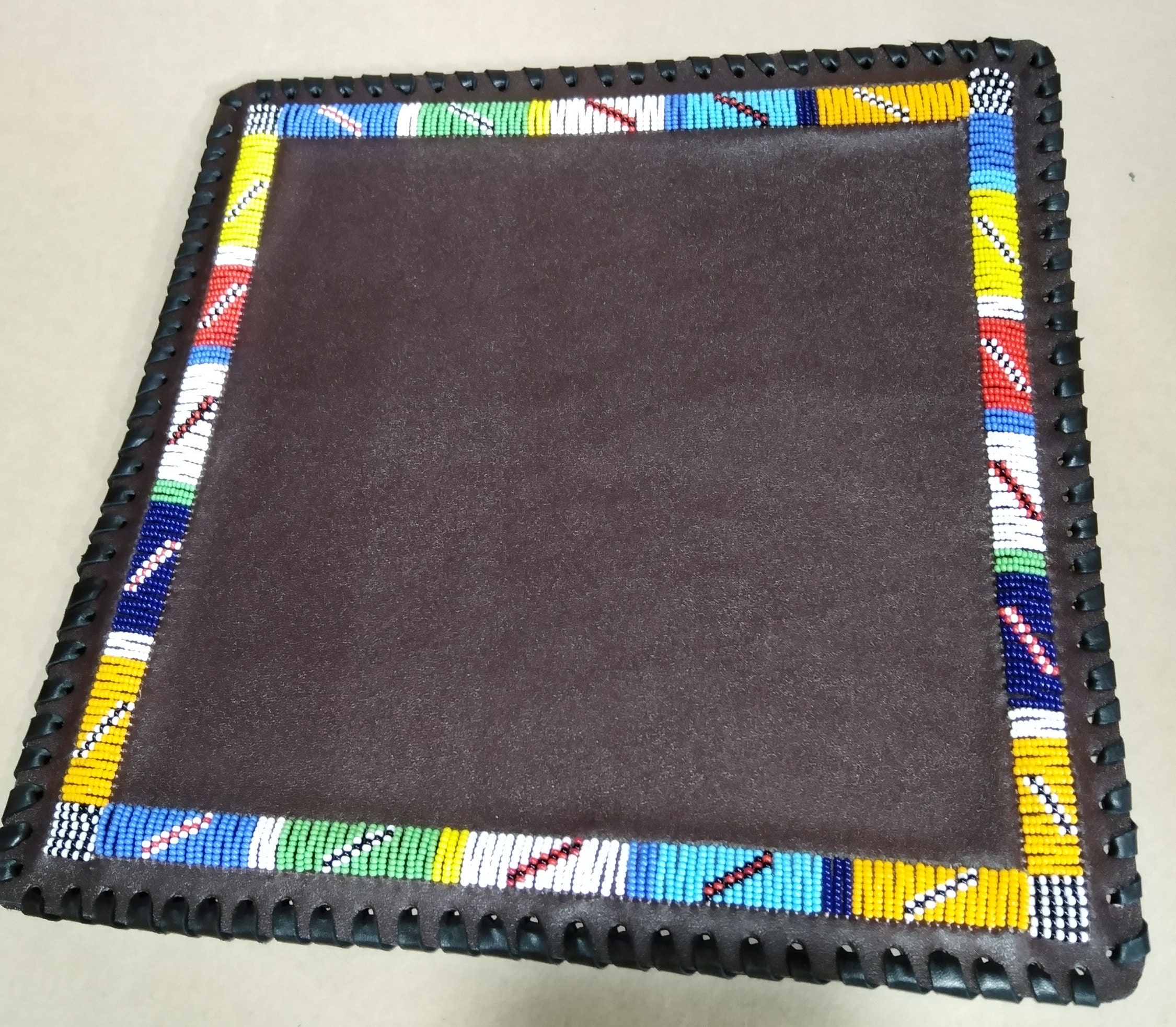 Exquisite African Leather Beaded Table Mats. Genuine Leather Etsy