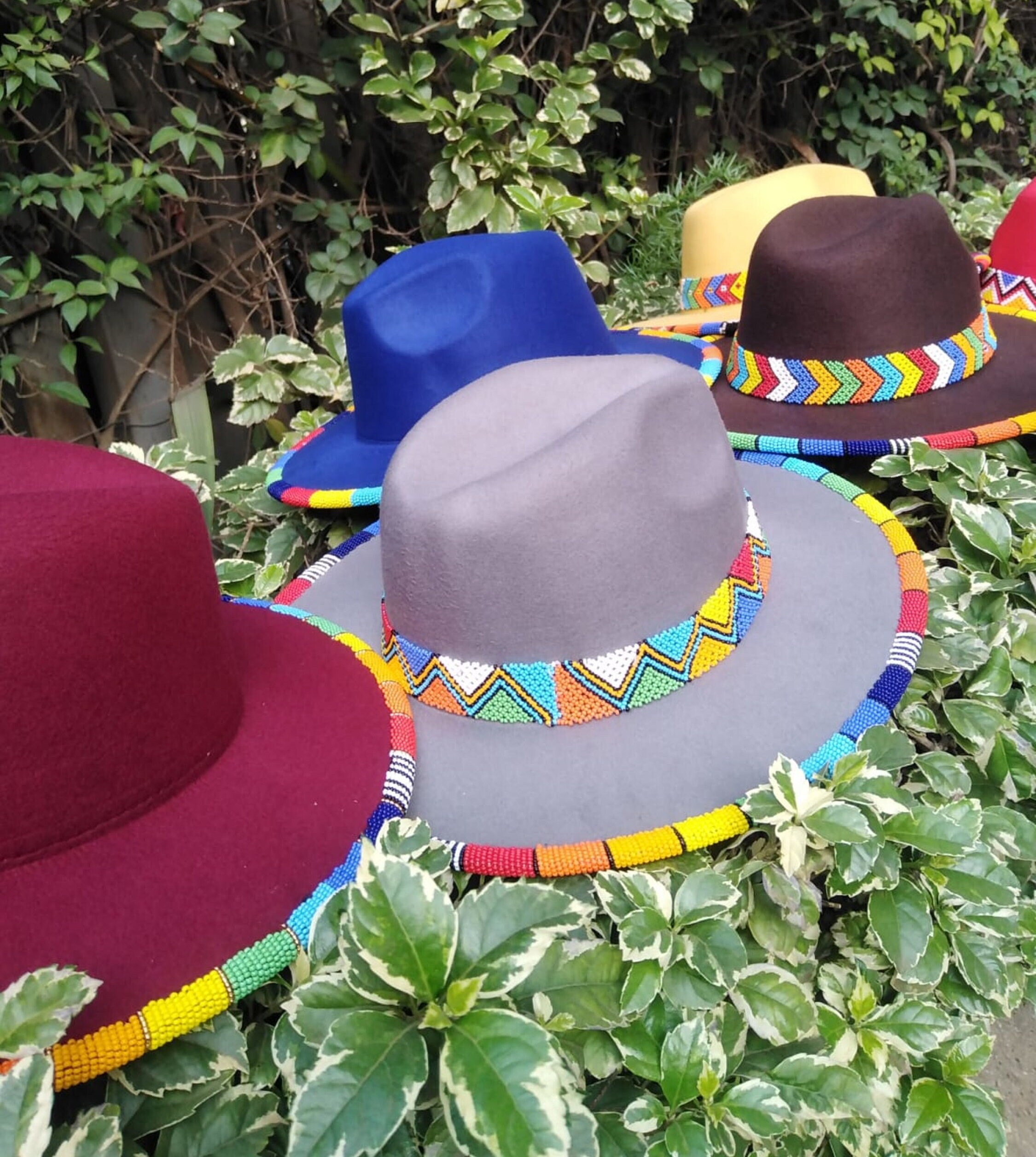 African Beaded Fedora Hats 