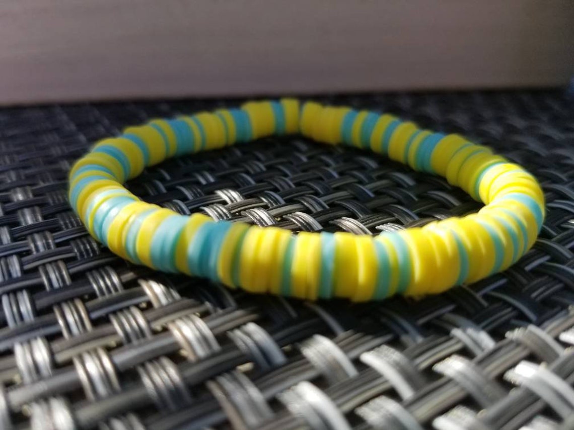 Yellow and Blue Heishi bead bracelet Tredy Tik Tok cute | Etsy