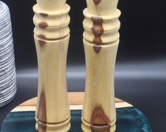 Hand Crafted East Indian Rosewood Peppermill Set Approx. 11 inches tall and 3 inches in diameter