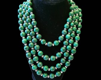 Berber necklace, Ethnic necklace, Malachite necklace, Vintage Moroccan necklace.