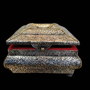 Handmade Tuareg wooden box, beautifully decorated Berber Silver, jewelry boxes