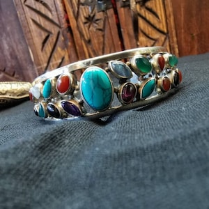Vintage Silver Bracelet/Gemstone Bracelet /Bracelet for Moms /Bracelet for Wife /Gift for Her