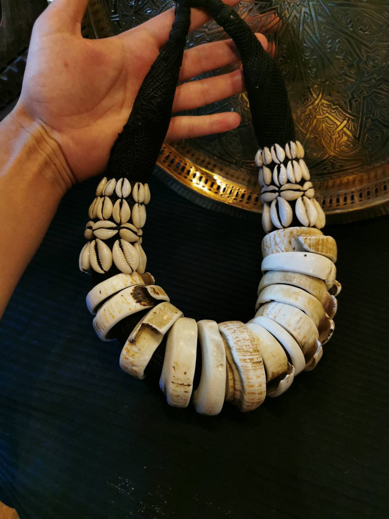 Moroccan bone beads unique necklace,Berber metal beads jewelry – One  Thousand Hands Store