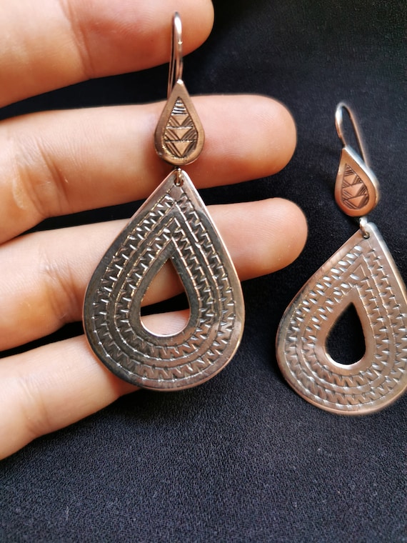 Handmade Moroccan Silver Earrings, Authentic Moro… - image 1