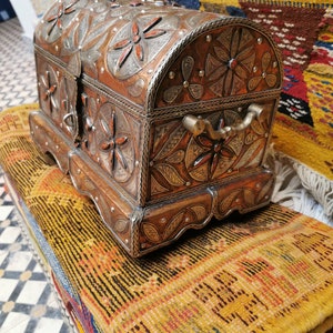 Vintage Moroccan Chest - Moroccan Metal and Wood Chest, Moroccan Home ...