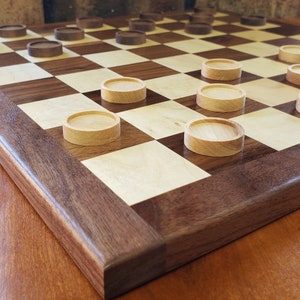 Checker Set Handmade, Wood Checker Board, Checker Board, Wood Board Games, Checkers, Walnut, Maple, Checkerboard, Chessboard With Checkers