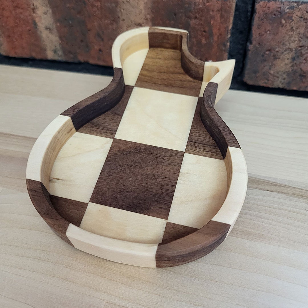Walnut and Maple Guitar Tray, Musician Gift, Guitar Pick Holder