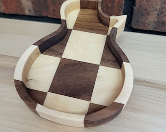 Walnut and Maple Guitar Tray, Musician Gift, Guitar Pick Holder