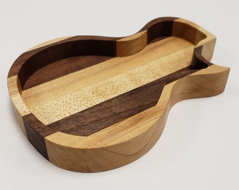 Walnut & Maple Guitar Tray: Musician Gift, Ring/Pick Holder