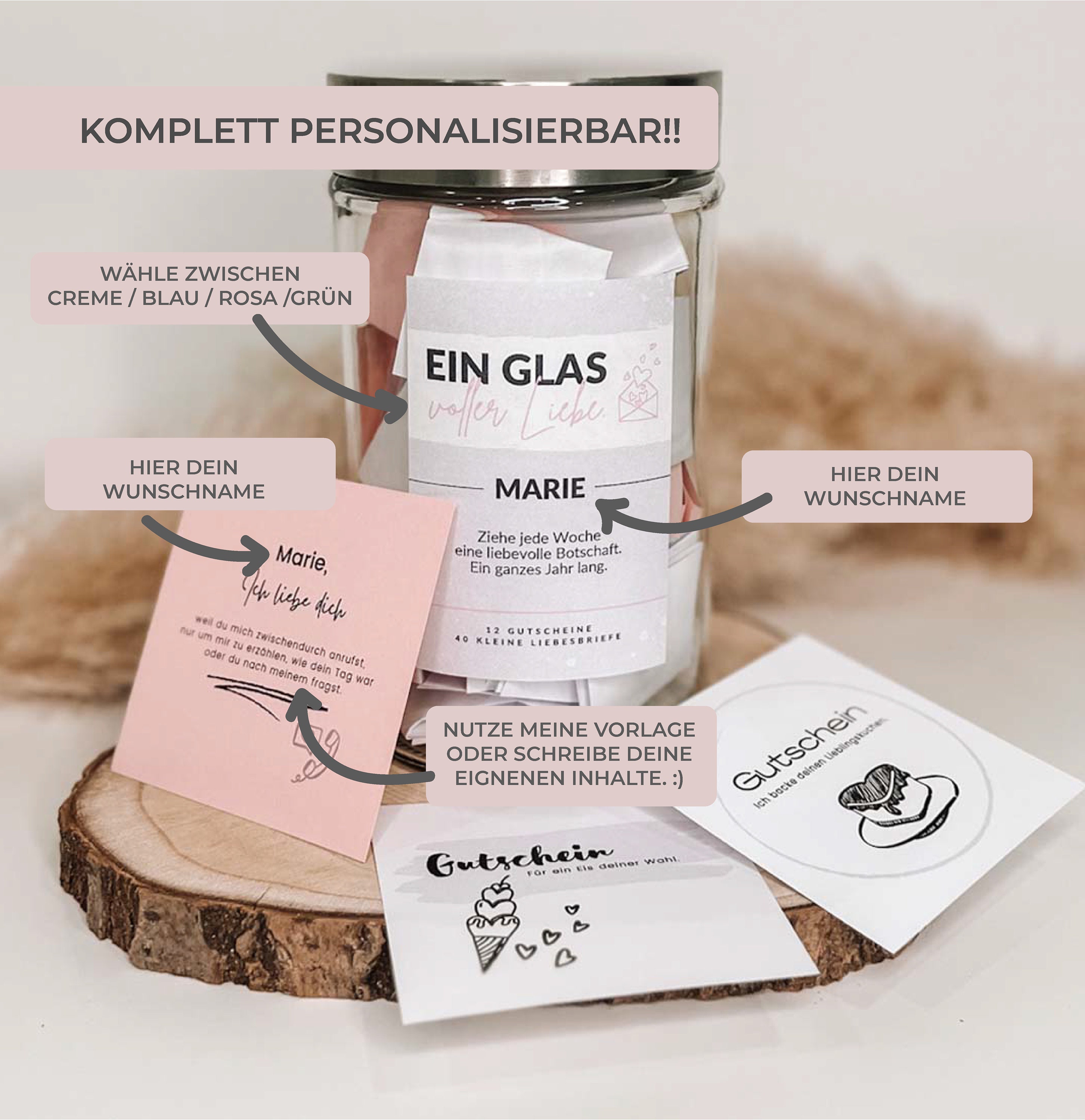 100 Gründe Warum Ich Dich Liebe Glas Glas voll Liebe 365 Tage Gründe warum ich dich liebe - Etsy.de