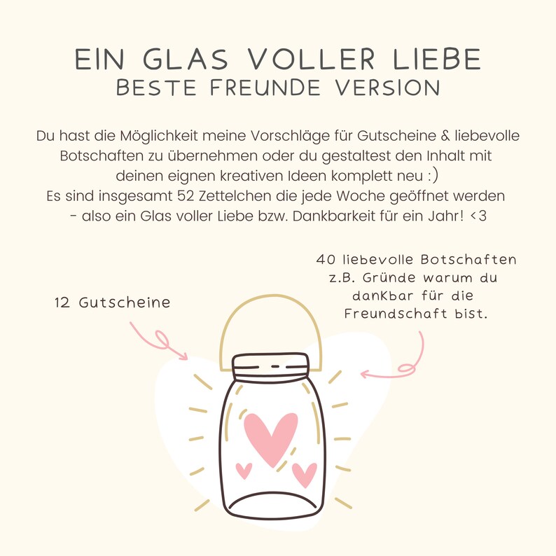 Freundschaft Glas voll Liebe Dankbarkeitsglas 365 Tage Etsy.de