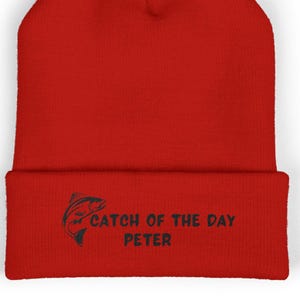 Embroidered Fisherman Beanie, Fishing Gift, Personalized Fishing Gift, Custom Beanie, Personalized Beanie, Embroidered Hat, Husband Fishing