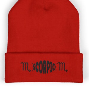 Embroidered Scorpio Beanie, Scorpio gift, Zodiac gift, Astrology Gift, Embroidered Zodiac Hat, Winter Hat, Cute Beanie, Gift for her