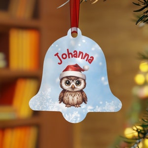 Custom Owl Christmas Ornament, Christmas Ornaments for Kids, Personalized Kids Ornament, Custom Name Ornament, Baby Owl Ornament,