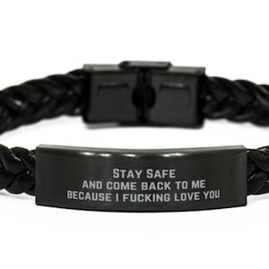 Army Boyfriend Gift, Military Boyfriend Gift, Leather Bracelet, Drive Safe, Boyfriend Christmas Gift, Navy Boyfriend Gift