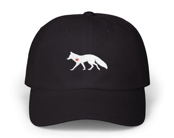 Embroidered Fox Hat: Minimalist Cotton Cap, Animal Lover Gift