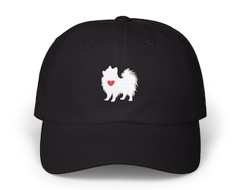 ホワイトポメラニアン刺繍コーデュロイキャップ | ポメラニアン犬への