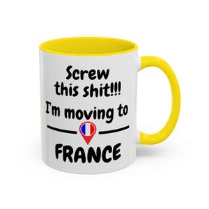 Cadeau de déménagement en France, cadeau d'immigration, cadeau de déménagement d'un ami, tasse France, cadeau de départ d'un collègue, tasse drôle, cadeau de déménagement, cadeau pour elle
